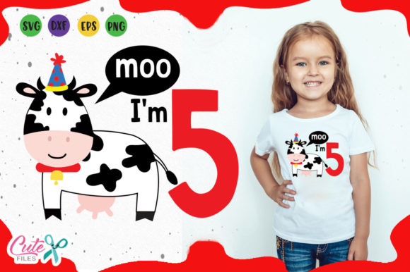 Moo I m 5, Cow Birthday Graphics
