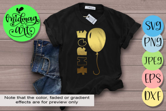 Three 3rd Birthday Graphics for T-Shirt Designs